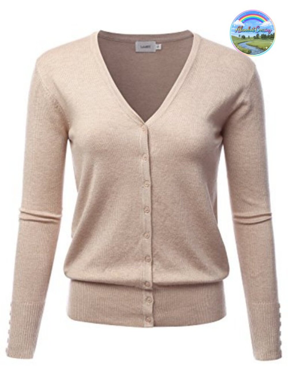V-Neck Long Sleeve Button Down Knit Sweater Cardigan Soft Stretch Viscose